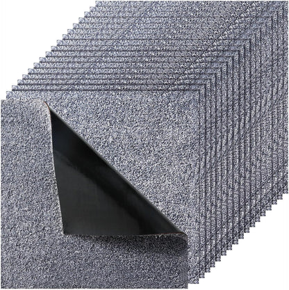VEVOR Carpet Tiles 18x18 inch, 10 Pack Carpet Square Rug Detachable & Damage-Free, Self Adhesive Home Floor Soft Plush Padded for 22.5sq.ft Coverage, Easy DIY for Living Room & Bedroom, Gray