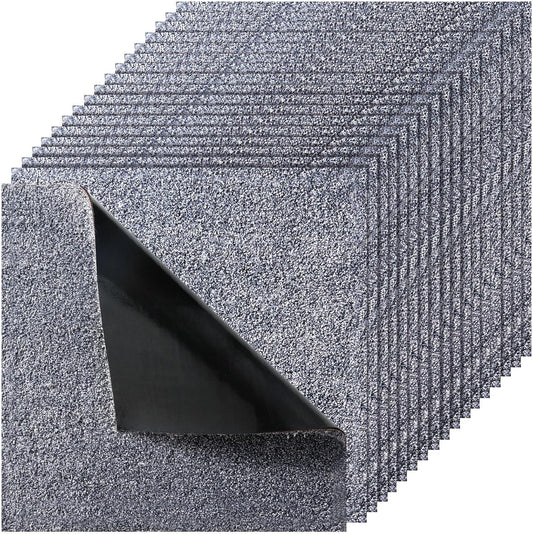 VEVOR Carpet Tiles 18x18 inch, 10 Pack Carpet Square Rug Detachable & Damage-Free, Self Adhesive Home Floor Soft Plush Padded for 22.5sq.ft Coverage, Easy DIY for Living Room & Bedroom, Gray