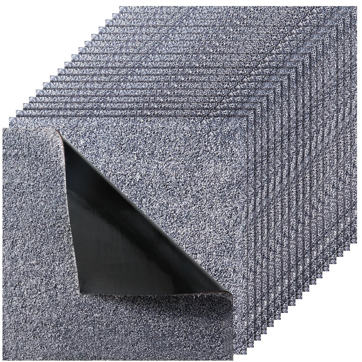 VEVOR Carpet Tiles 18x18 inch, 10 Pack Carpet Square Rug Detachable & Damage-Free, Self Adhesive Home Floor Soft Plush Padded for 22.5sq.ft Coverage, Easy DIY for Living Room & Bedroom, Gray