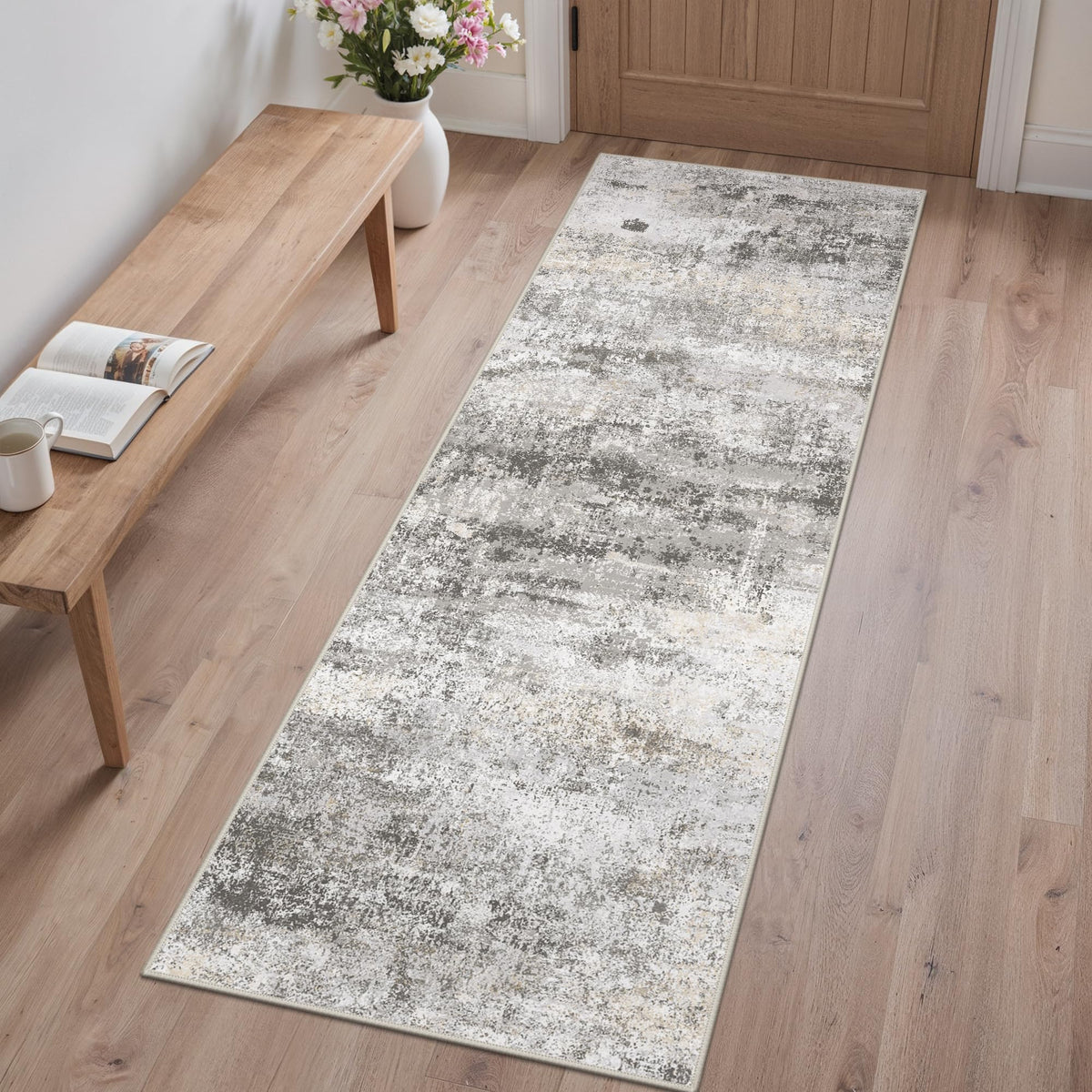 GENIMO 9x12 Area Rug Washable Non Slip for Living Room, Navy Blue Gray