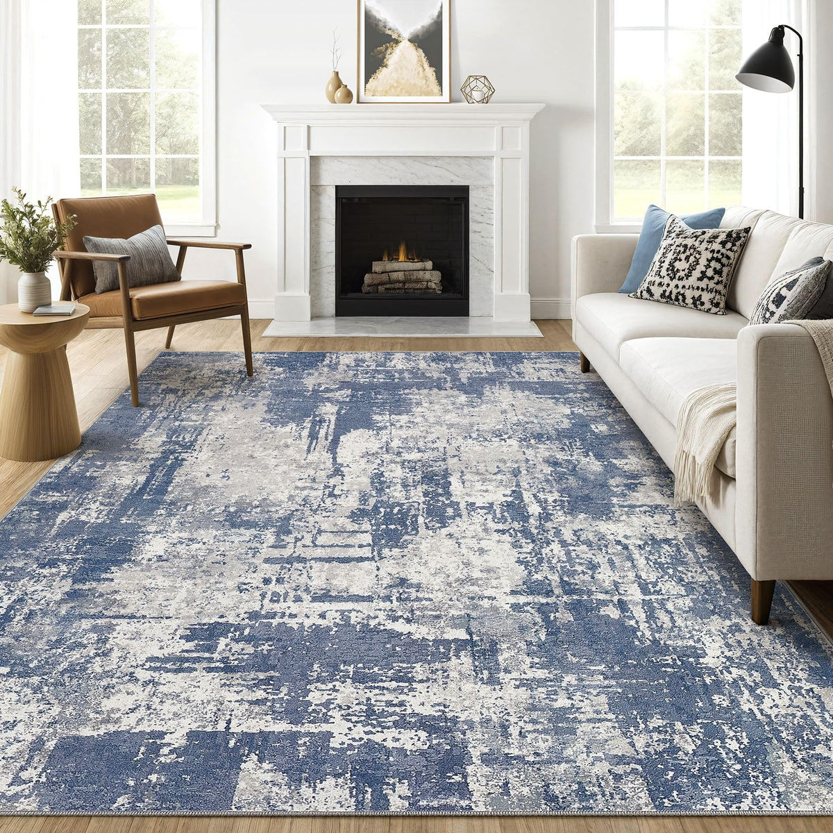 LOONGRUG 10x14 Area Rugs Washable Large Neutral Modern Living Room Rug