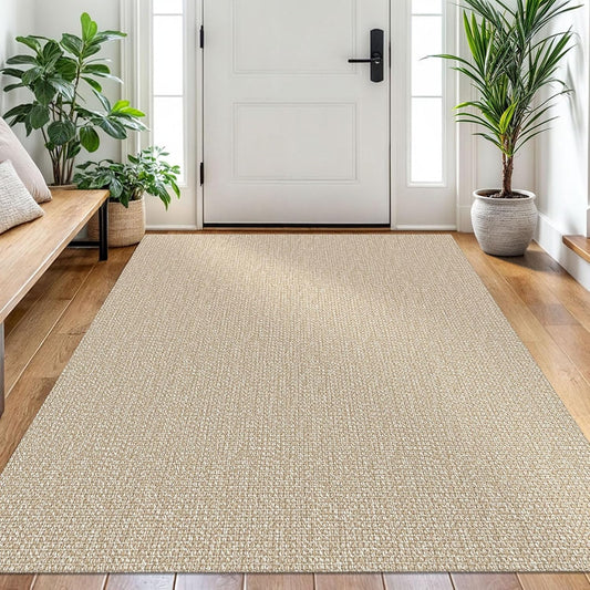 EARTHALL Washable Area Rug, Non Slip Entryway Rug, 4x6 Ft, Sand/Beige