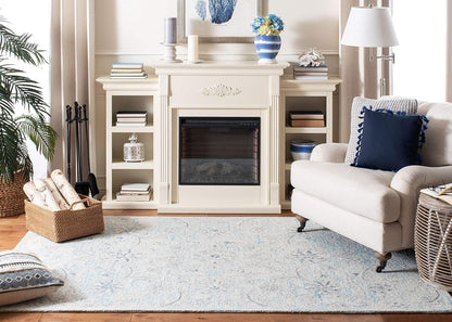 SAFAVIEH Micro-Loop Collection Area Rug - 6' x 9', Light Blue & Ivory, Handmade Country Cottage Wool, Ideal for High Traffic Areas in Living Room, Bedroom (MLP506M)