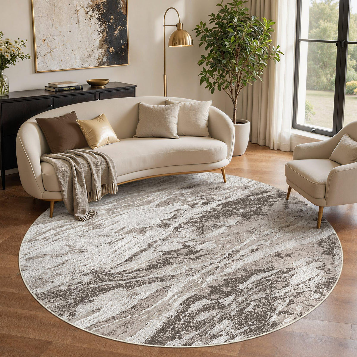 Area Rugs for Living Room: 9X12 Abstract Washable Rug Modern Neutral Large Soft Stain Resistant Non-Slip for Bedroom Dining Room Indoor Home Office Carpet - Blue Brown