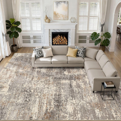 LOONGRUG 10x14 Area Rugs Washable Large Neutral Modern Living Room Rug
