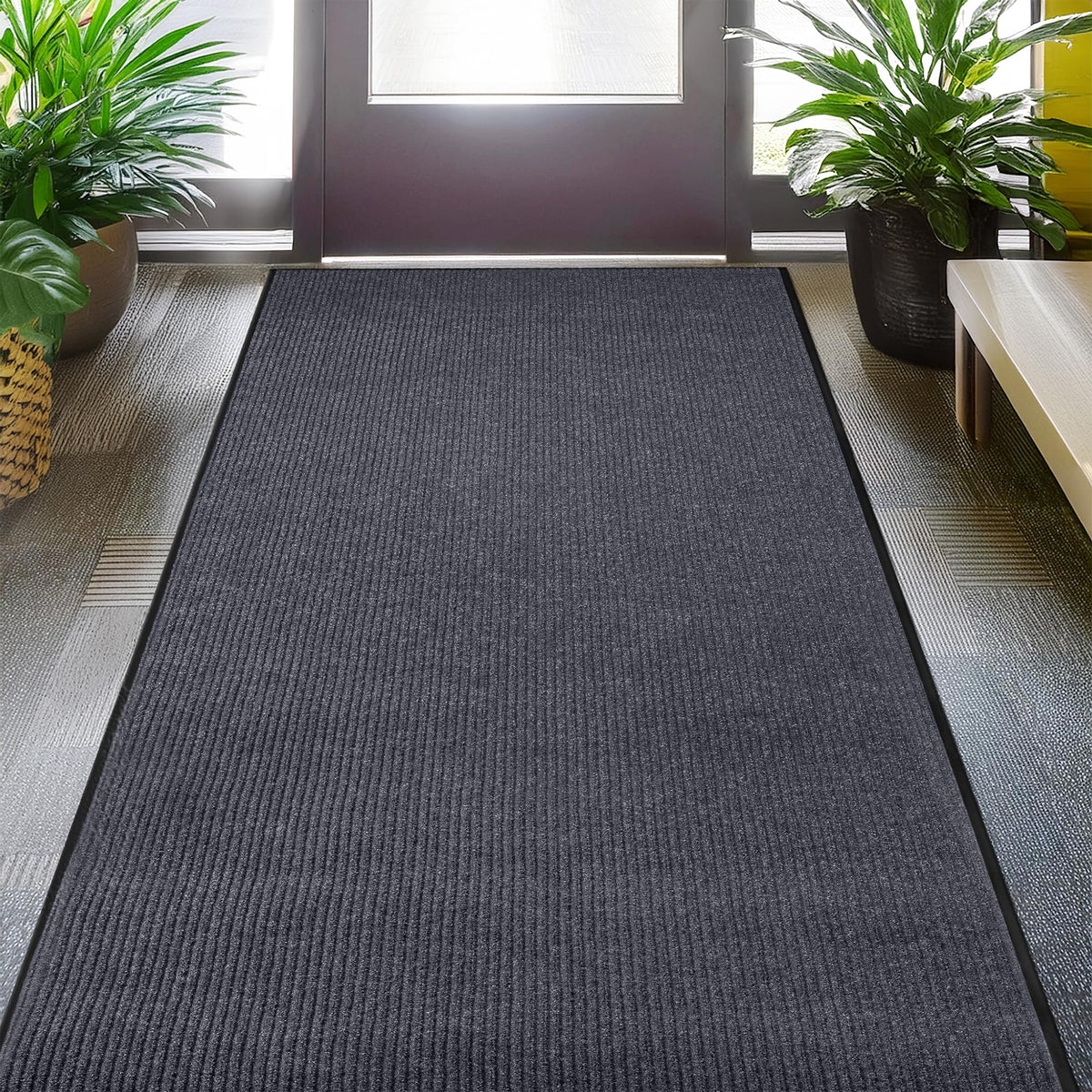 MaxMat® Heavy Duty Entry Floor Mat - Large Commercial, Indoor/Outdoor, Waterproof, Easy to Clean, Low-Profile Door Mat (4 x 6 Feet, Brown, MXM-RIB0046BR)