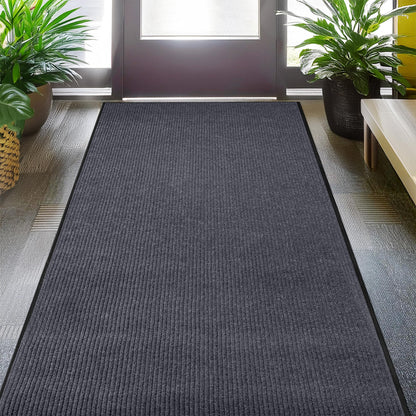 MaxMat® Heavy Duty Entry Floor Mat - Large Commercial, Indoor/Outdoor, Waterproof, Easy to Clean, Low-Profile Door Mat (4 x 6 Feet, Brown, MXM-RIB0046BR)