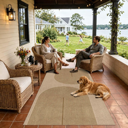 Easy Jute Rug for Pet Homes: 4x6 Outdoor Rug - Geometric Arch Pattern