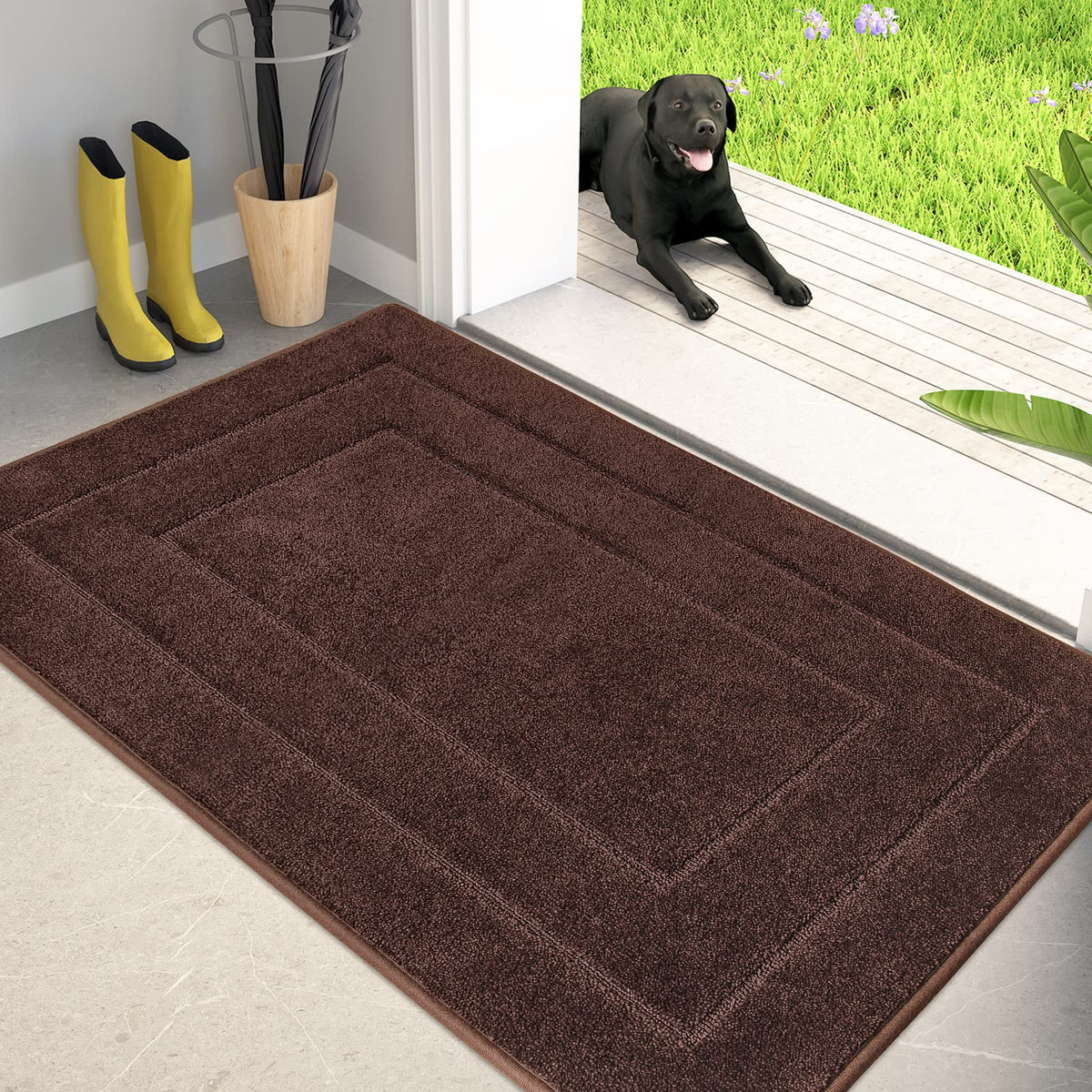 PURRUGS Dirt Trapping Door Mat Indoor Entrance, 20" x 31.5", Beige