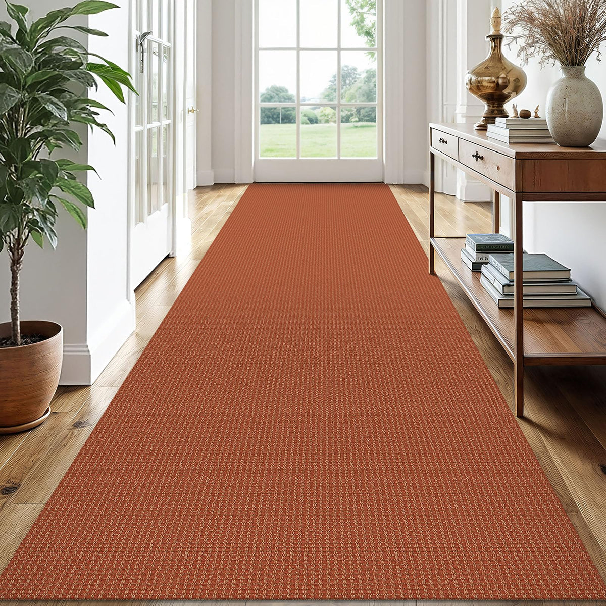 EARTHALL Woven Area Rug 3x5 Ft Washable Rugs for Entryway Braided Non Slip Rubber Backed Throw Rugs Door Mat Indoor Outdoor Entrance Cotton Carpet for Kitchen Foyer Front Door, Orange/Tan/Brown