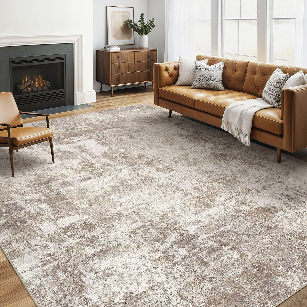 LOONGRUG 10x14 Area Rugs Washable Large Neutral Modern Living Room Rug