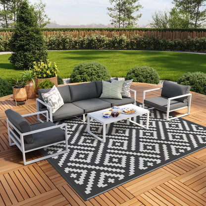 GENIMO Outdoor Rug, Waterproof Plastic Rugs for Patio, 5'x8' Cloud Grey
