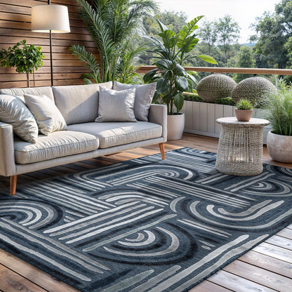 CAMILSON Indoor Outdoor Rug, Multi 5x7 Leaf Tropical Botanical Area Rugs for Indoor and Outdoor patios, Easy-Cleaning Non-Shedding Living Room, Garden and Kitchen Washable Outside Carpet (5 x 7)