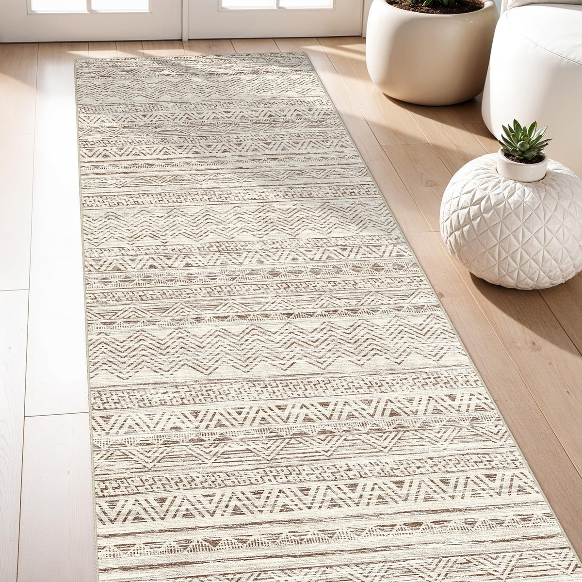 2'6"x8 Runner Rug Washable Moroccan: Non Slip Kitchen Long Floor Mat Gray