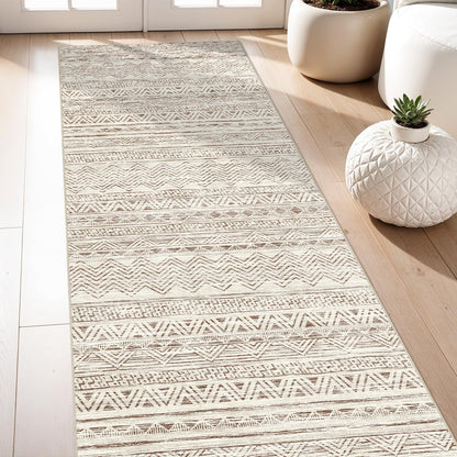 2'6"x8 Runner Rug Washable Moroccan: Non Slip Kitchen Long Floor Mat Gray