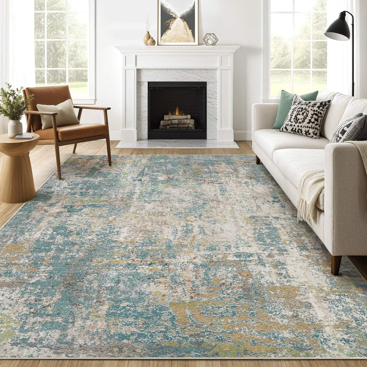 LOONGRUG 10x14 Area Rugs Washable Large Neutral Modern Living Room Rug