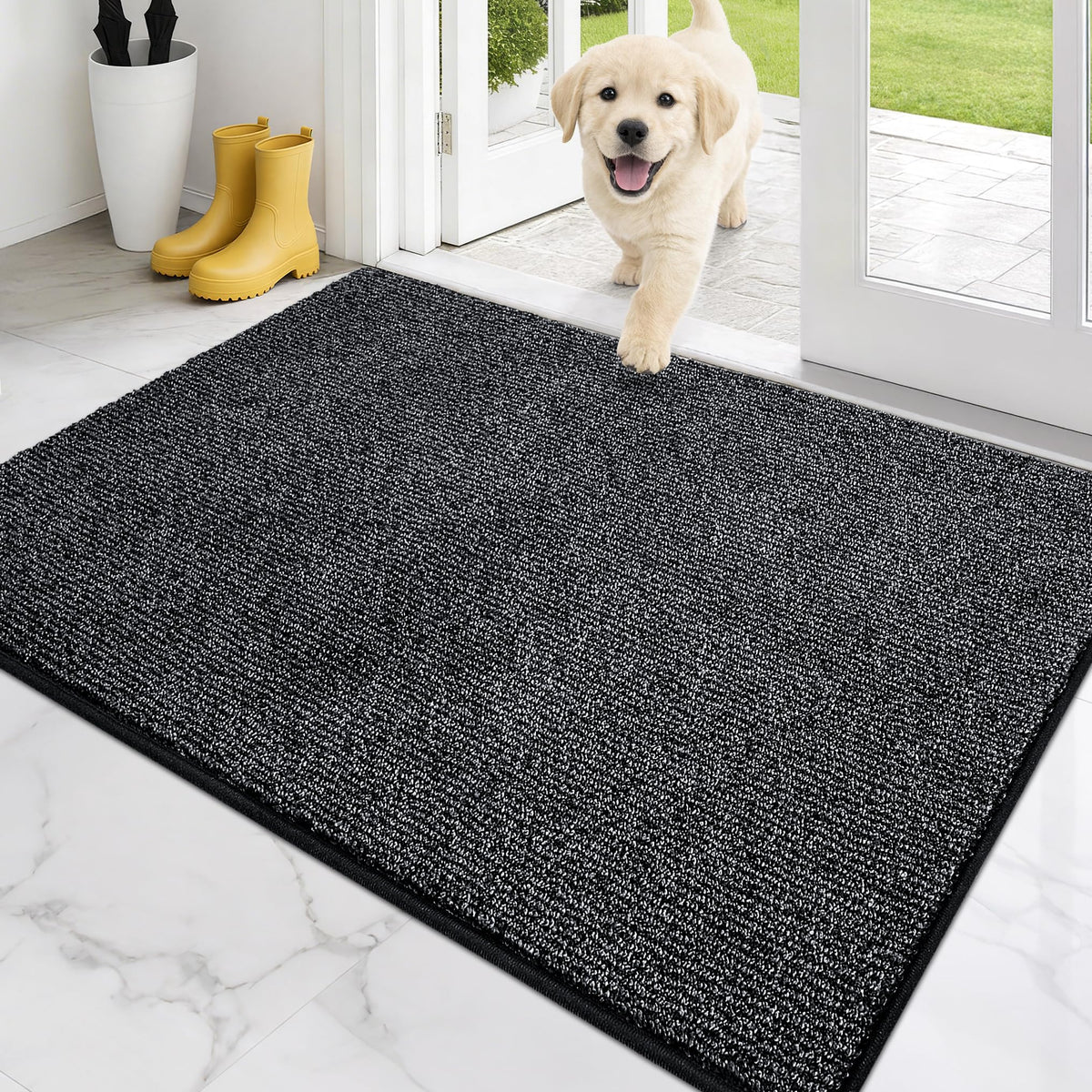 PURRUGS Dirt Trapping Indoor Door Mat, 20" x 31.5", Heathered Charcoal