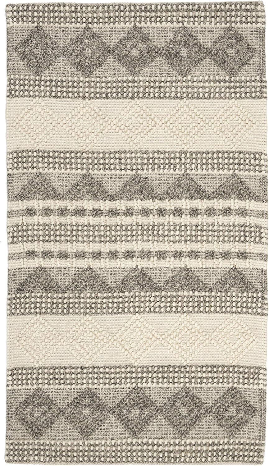 SAFAVIEH Natura Wool Area Rug 3'x5', Soft Plush Boho Grey & Ivory NAT102A