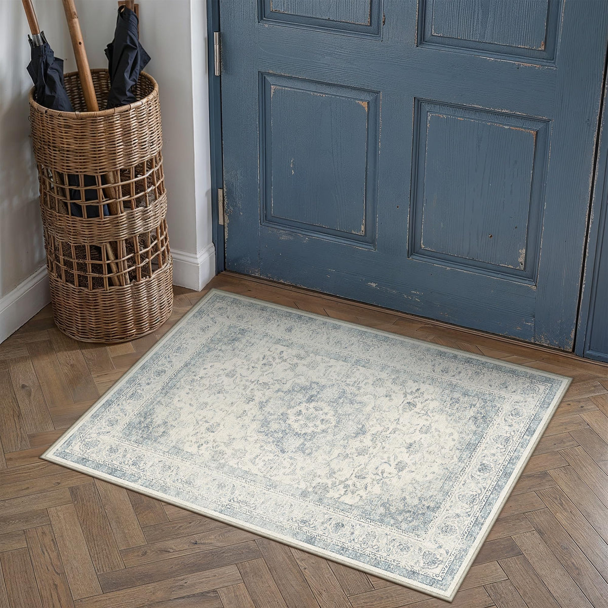 8x10 Washable Area Rug Beige Grey Non Slip Vintage Carpet