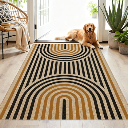 Washable 8x10 Modern Rainbow Easy Jute Indoor Outdoor Rug for Living Room
