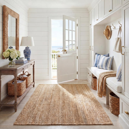 SAFAVIEH Natural Fiber Area Rug 8x10, Jute Knotted Large Natural NF447A