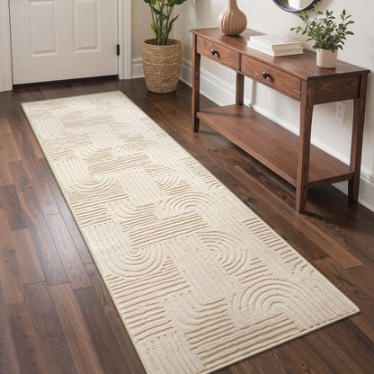 GENIMO Beige Rug 5x7 Washable Area Rugs for Living Room, Soft High Low Pile
