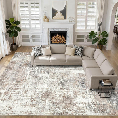 LOONGRUG 10x14 Area Rugs Washable Large Neutral Modern Living Room Rug