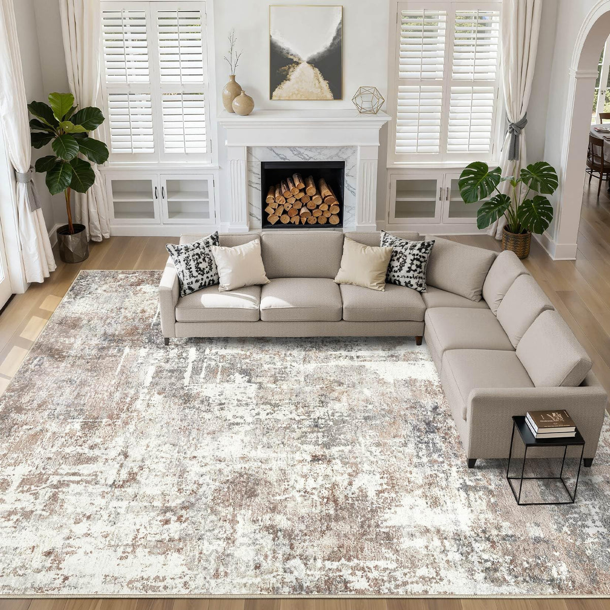 LOONGRUG 10x14 Area Rugs Washable Large Neutral Modern Living Room Rug