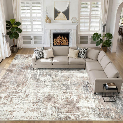 LOONGRUG 10x14 Area Rugs Washable Large Neutral Modern Living Room Rug