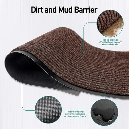 MaxMat® Heavy Duty Entry Floor Mat - Large Commercial, Indoor/Outdoor, Waterproof, Easy to Clean, Low-Profile Door Mat (4 x 6 Feet, Brown, MXM-RIB0046BR)