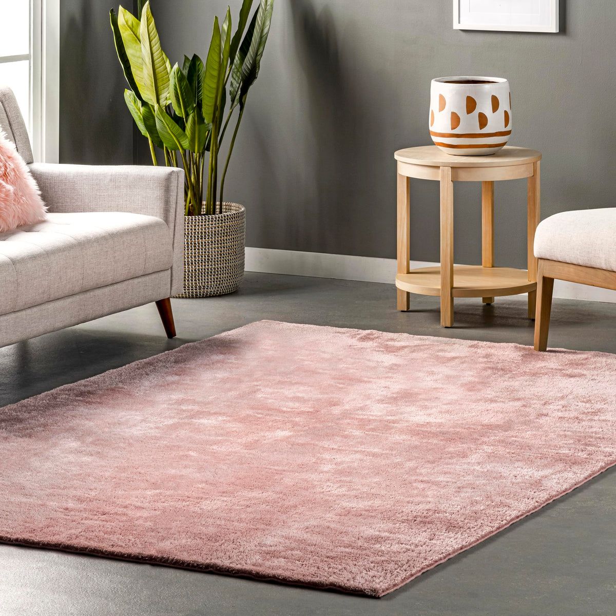 nuLOOM Loni Off White Solid Washable Area Rug, 8' x 10'