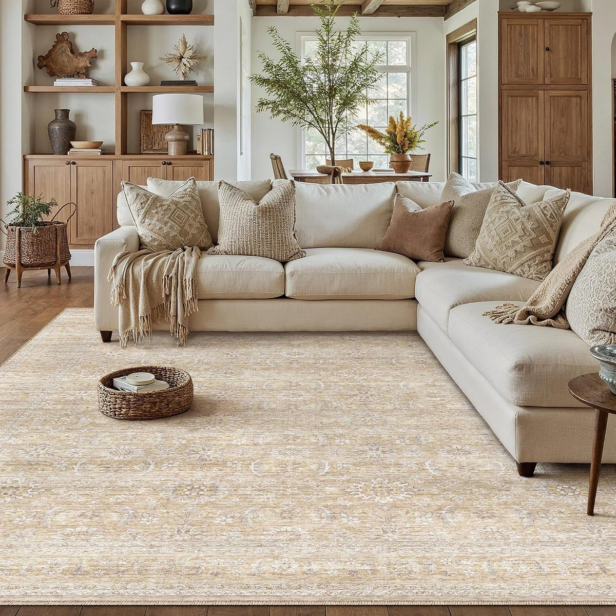 HUGEAR 8x10 Neutral Beige Large Area Rug