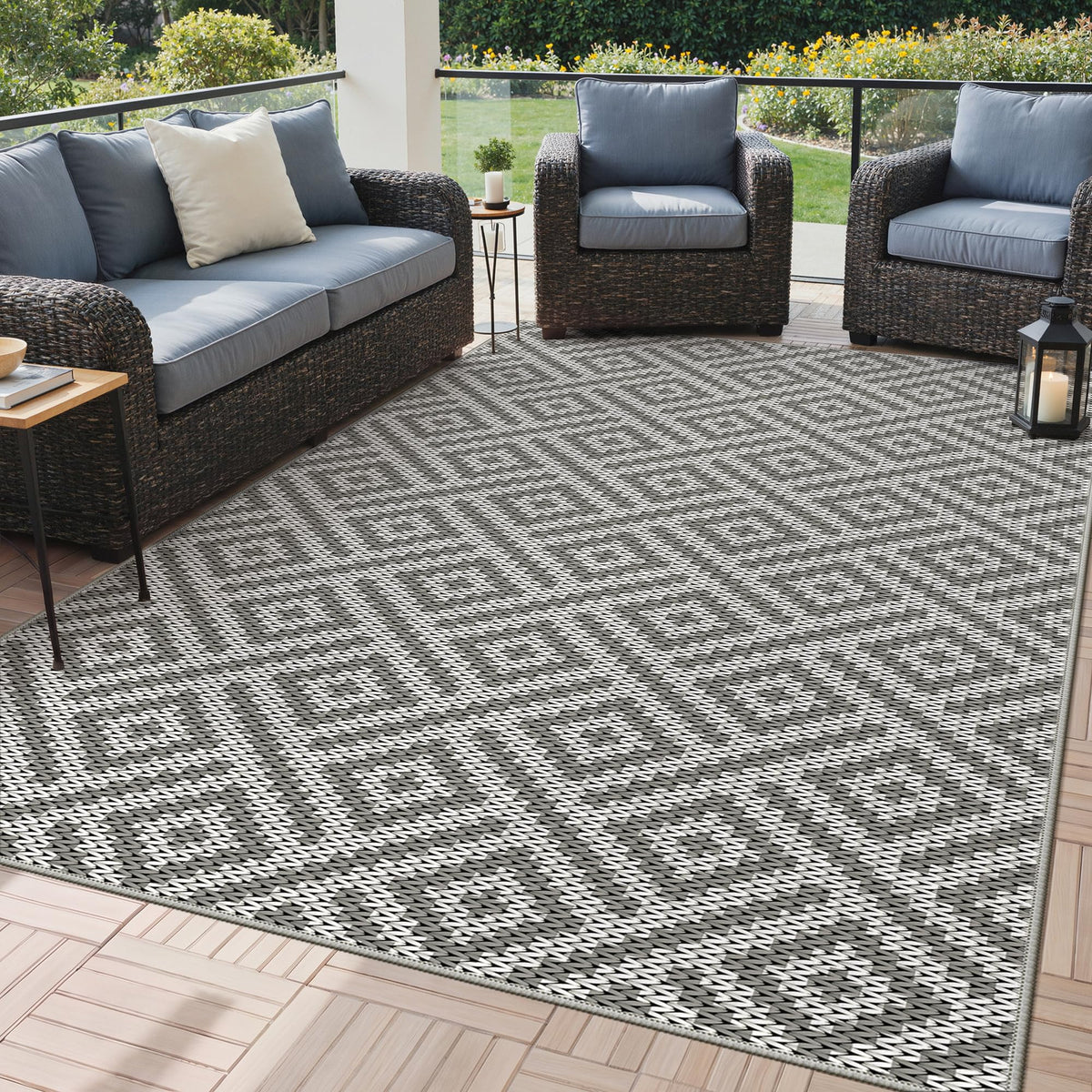 GENIMO Outdoor Rug, Waterproof Plastic Rugs for Patio, 5'x8' Cloud Grey