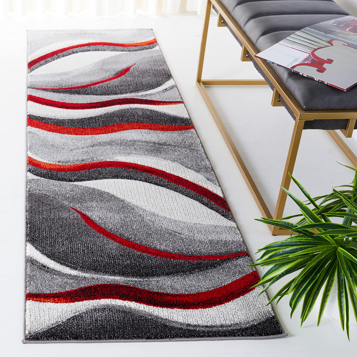 SAFAVIEH Hollywood Area Rug 10'6"x14', Modern Grey & Blue HLW766F