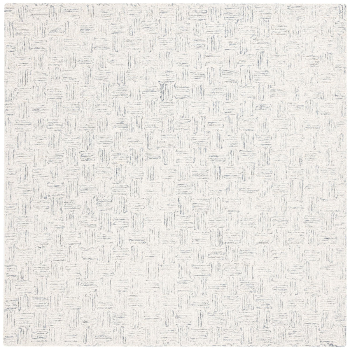 SAFAVIEH Micro-Loop Collection Area Rug - 5' Square, Light Grey & Ivory, Handmade Wool, Ideal for High Traffic Areas in Living Room, Bedroom (MLP537F)