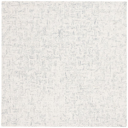 SAFAVIEH Micro-Loop Collection Area Rug - 5' Square, Light Grey & Ivory, Handmade Wool, Ideal for High Traffic Areas in Living Room, Bedroom (MLP537F)