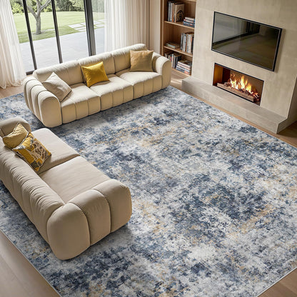 Tortania Washable 8x10 Area Rug for Living Room: Modern Abstract Neutral Large Soft Thin Rugs - Non Slip Indoor Carpet for Bedroom Dining Room Office Nursery Home Floor Decoration - Smoky Gray
