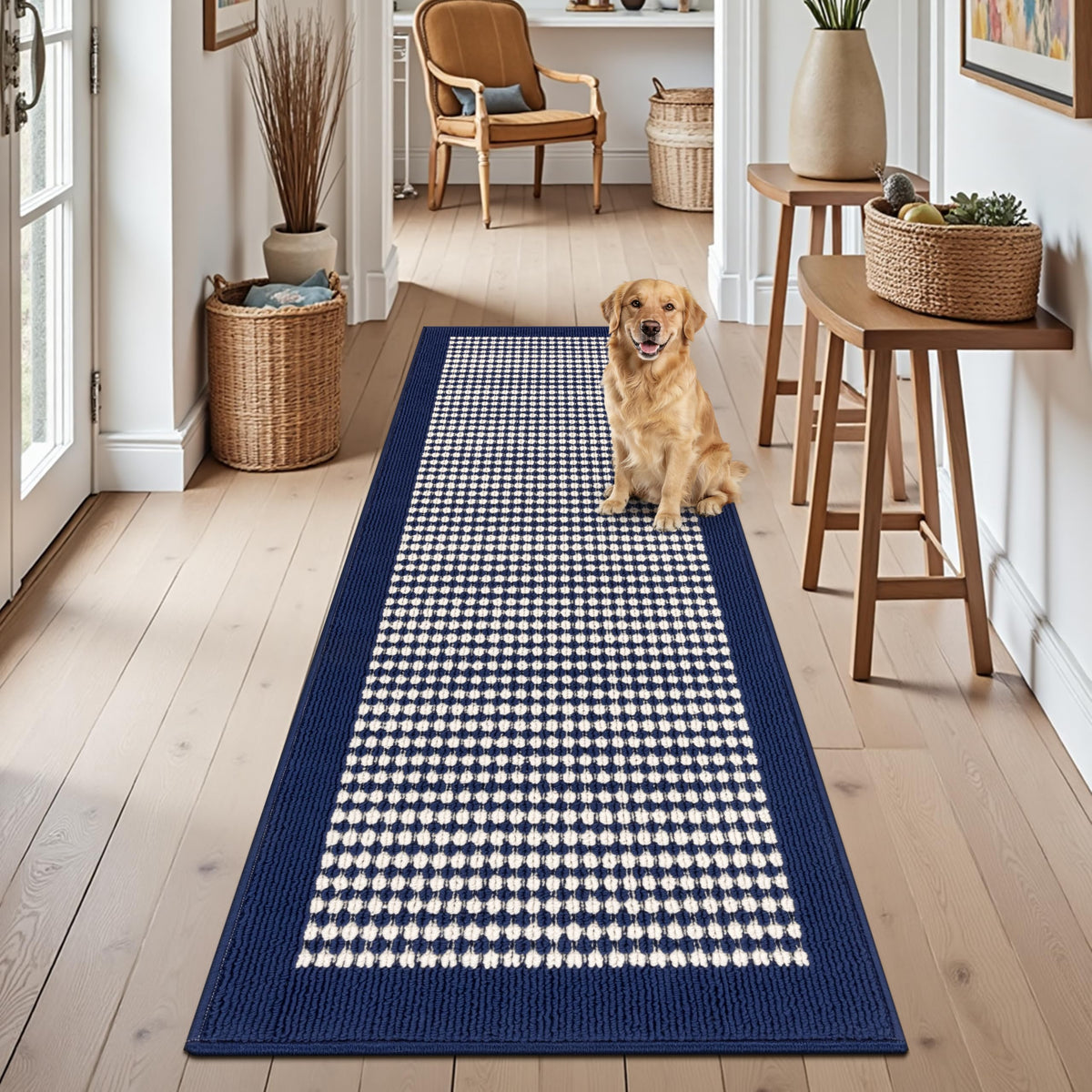 Ileading Laundry Room Runner Rug 2'x6' Non Slip Farmhouse Kitchen Floor Mats with Rubber Backing Machine Washable Beige Indoor Decor Carpet for Doormat Hallway Entryway Petmat Garage Balcony