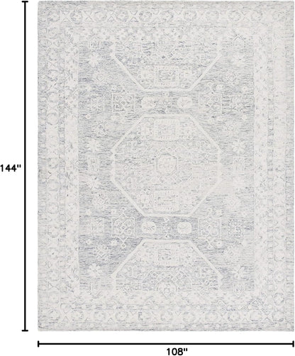 SAFAVIEH Micro-Loop Collection Area Rug - 9' x 12', Charcoal & Ivory, Handmade Wool, Ideal for High Traffic Areas in Living Room, Bedroom (MLP524H)