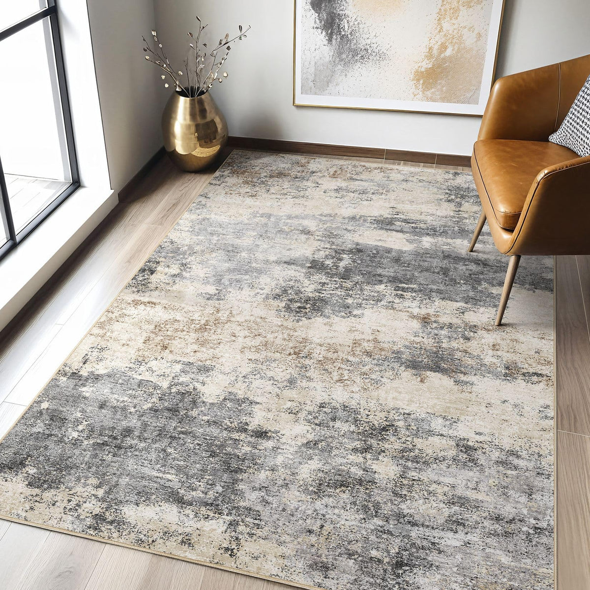 LOONGRUG 10x14 Area Rugs Washable Large Neutral Modern Living Room Rug