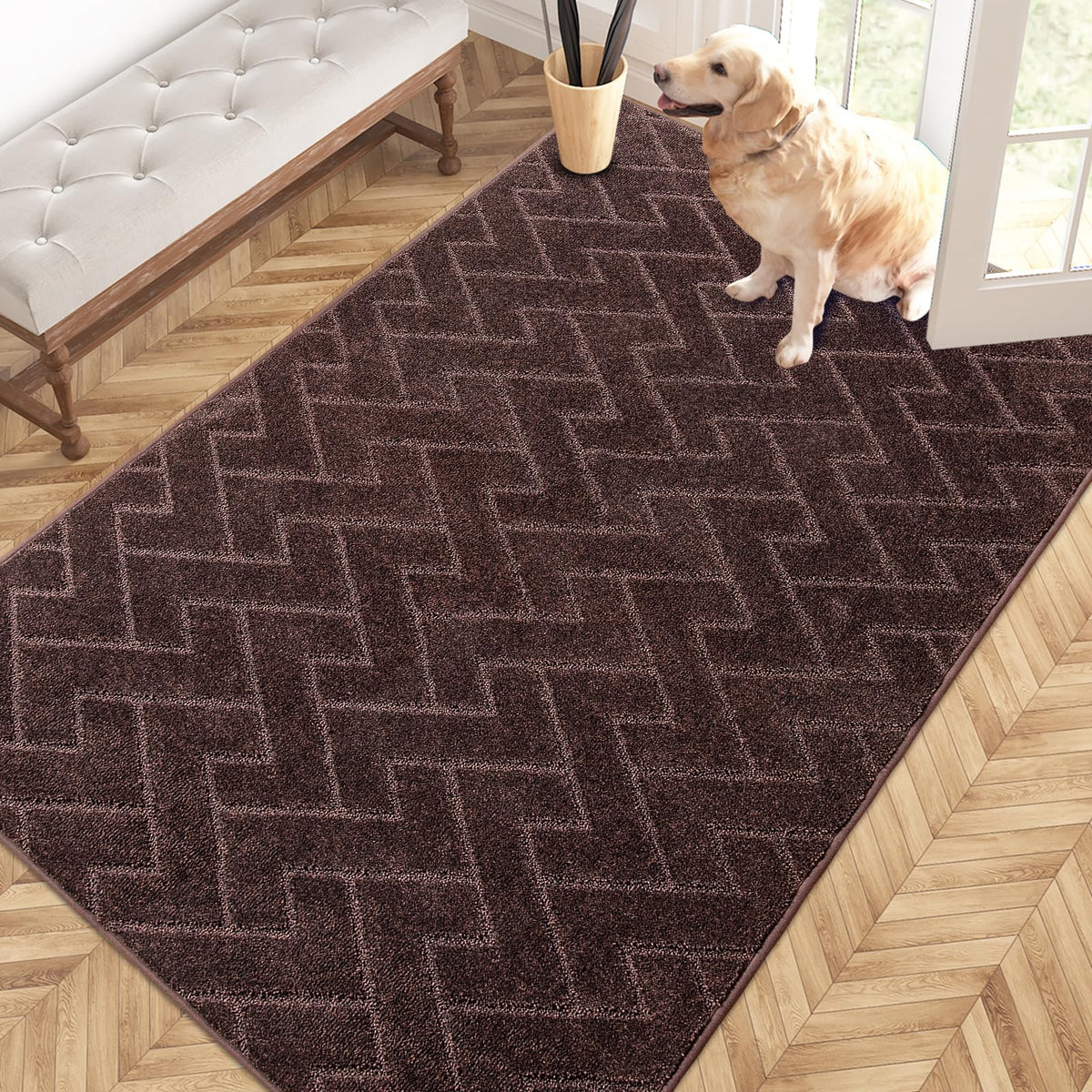 PURRUGS Dirt Trapping Door Mat Indoor Entrance, 32" x 47", Taupe