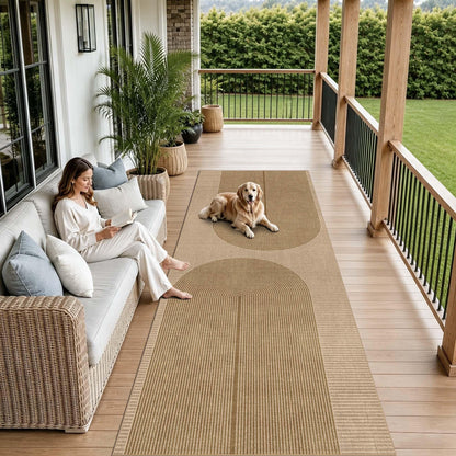 Easy Jute Rug for Pet Homes: 4x6 Outdoor Rug - Geometric Arch Pattern