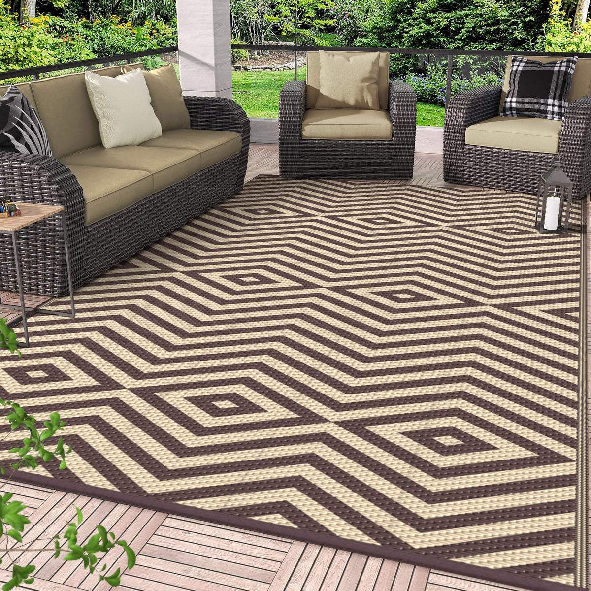 GENIMO Outdoor Rug, Waterproof Plastic Rugs for Patio, 5'x8' Cloud Grey