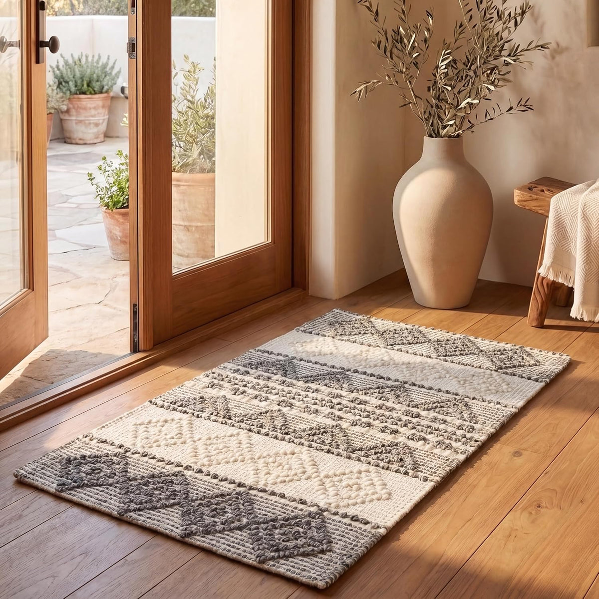 SAFAVIEH Natura Wool Area Rug 3'x5', Soft Plush Boho Grey & Ivory NAT102A