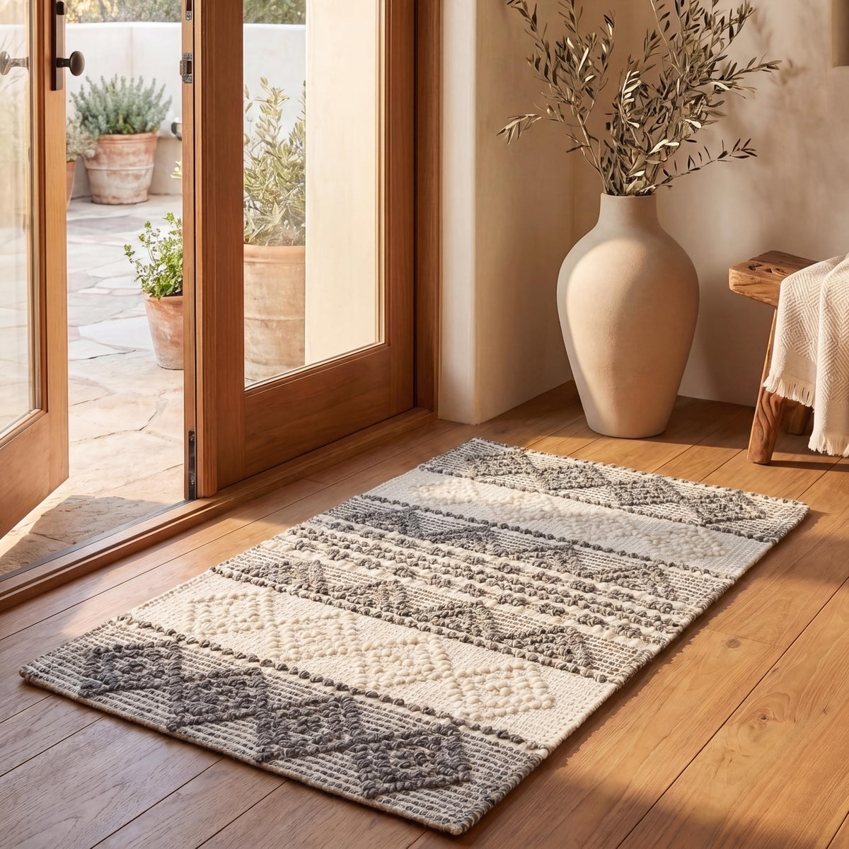 SAFAVIEH Natura Wool Area Rug 3'x5', Soft Plush Boho Grey & Ivory NAT102A