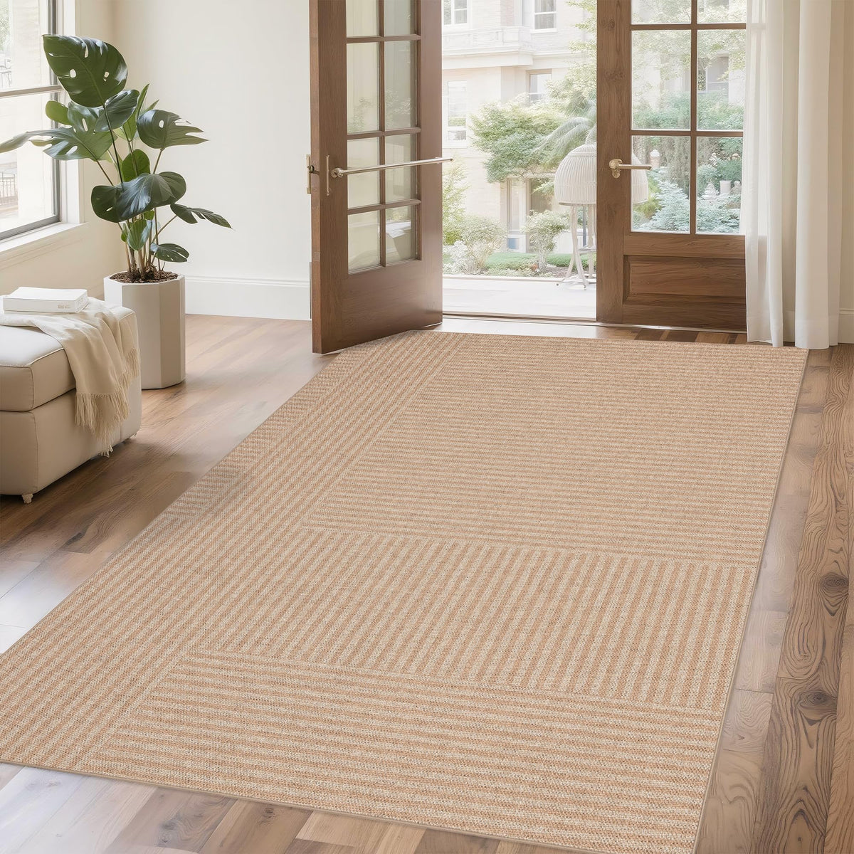 Easy Jute Rug for Pet Homes: 4x6 Outdoor Rug - Geometric Arch Pattern