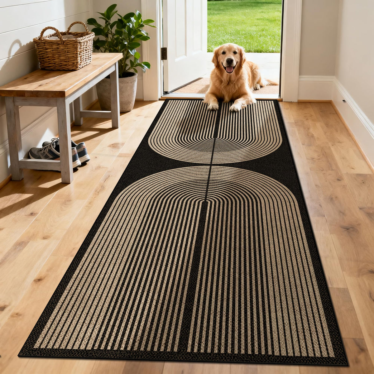 Washable 8x10 Modern Rainbow Easy Jute Indoor Outdoor Rug for Living Room