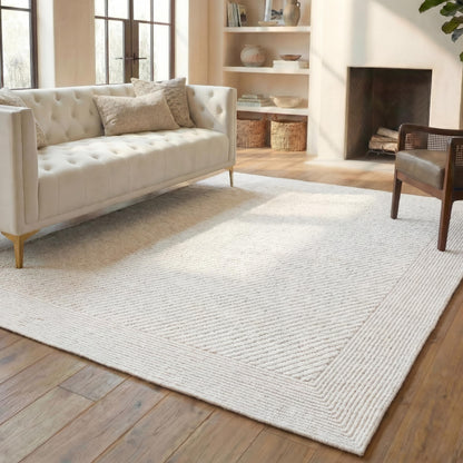 SAFAVIEH Natura Collection Area Rug - 5' x 8', Ivory, Handmade Wool, Ideal for High Traffic Areas in Living Room, Bedroom (NAT450A)