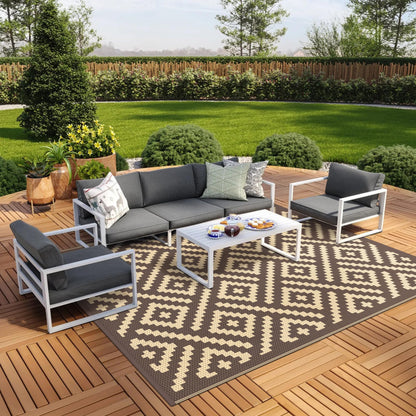GENIMO Outdoor Rug, Waterproof Plastic Rugs for Patio, 5'x8' Cloud Grey
