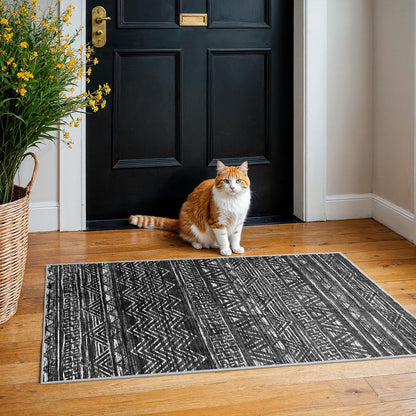 2'6"x8 Runner Rug Washable Moroccan: Non Slip Kitchen Long Floor Mat Gray